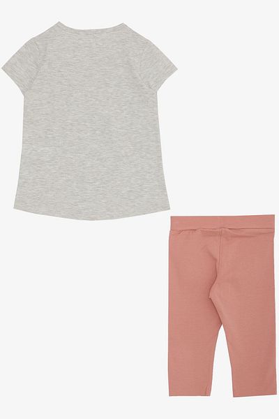 Breeze Girl's Capri Tights Set Love Themed Rabbit Printed 1.5-5 Years, Light Gray Melange