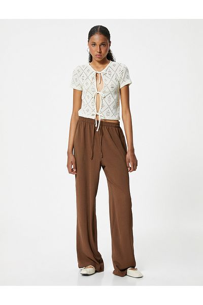 Koton Standard Waist Straight Leg - Waist Lace-up Trousers