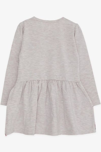 Breeze Girl's Long Sleeve Dress Sequined Girl Printed 3-7 Years, Beige Melange