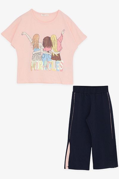 Breeze Girl's Capri Set with Friend Theme Sequin 6-12 Years Old, Powder