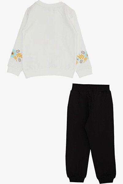 Breeze Girl's Tracksuit Set Princess Swan Printed Floral 3-8 Years, Ecru