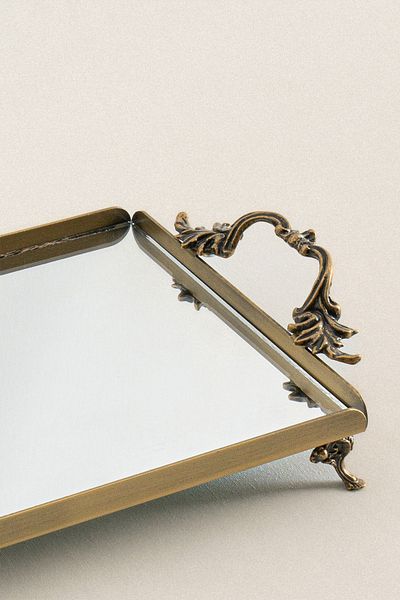 Nazik Home Mabel Antique Small Tray with Elegant Handles (26 X 18 cm)