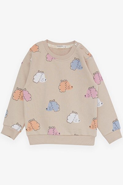 Breeze Girl's Tracksuit Set Colorful Sleepy Lamb Patterned 1.5-5 Years Old, Beige