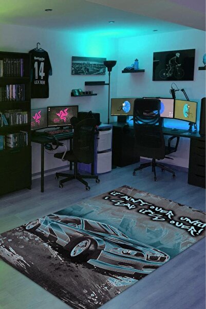 Homshtag Ben Bitti Demeden Bitmez Renkli Oyuncu Halısı Gri Renk Gamer Temalı ...