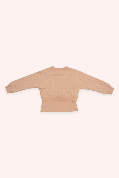 Panço Kız Çocuk Kedi Kapitoneli Somon Sweatshirt