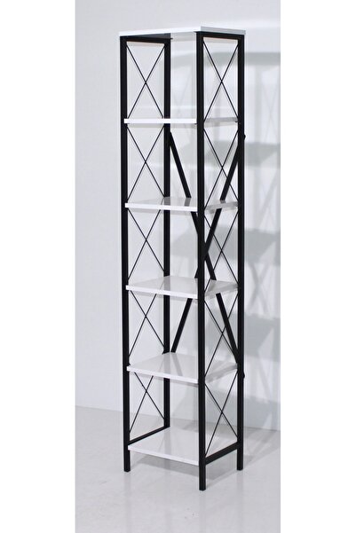 MOBİLYA SARAYI Ahşap Raflı Metal Lüks Kitaplık