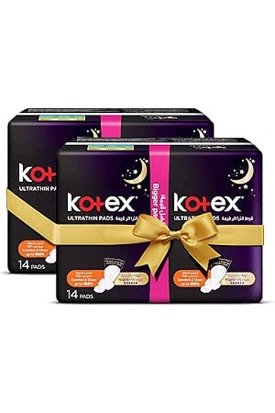 Kotex فوط صحية رفيعة للغاية، فوط صحية للحماية طوال الليل، 28 فوطة صحية