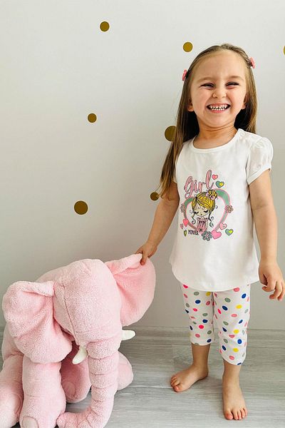Breeze 1.5-5 Years Girl's Ecru Tights Set - Cute with Heart and Printed