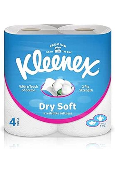 Kleenex Dry Soft Toilet Tissue Paper, 2 PLY, 4 Rolls x 200 Sheets