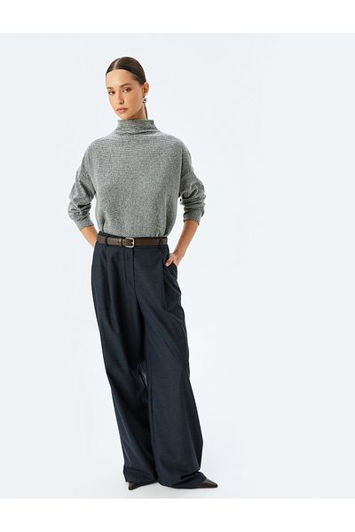 Koton Tricou cu mânecă lungă texturată cu guler ridicat