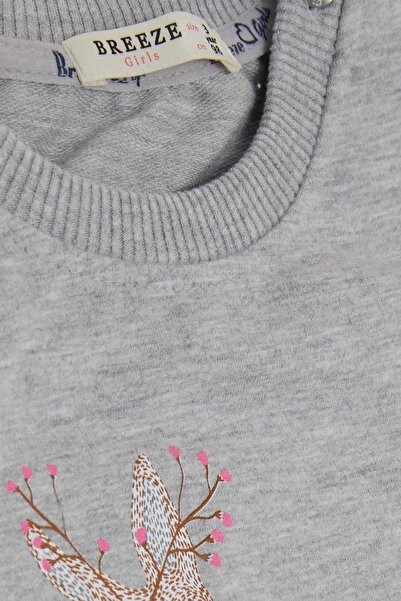 Breeze Girl's Sweatshirt Cute Gazelle Printed 1.5-5 Years, Gray Melange