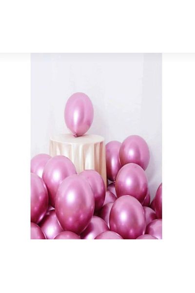 partideyince 15 Pink Metallic Chrome Balloons - 12 Inch Pink