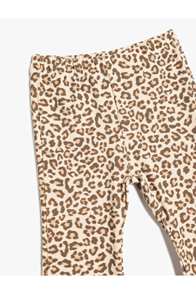 Koton Beige gemusterte Baby-Mädchen-Leggings 5WMG40105AK