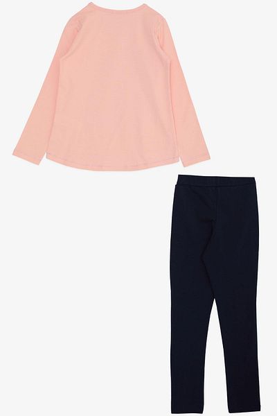 Breeze Girl's Tights Set Strong Sweet Girl Printed Age 5-10, Salmon