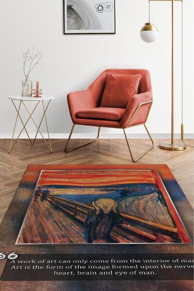 Scream Munch Art Lover Rug Multicolor Rug Painting Themed Rugs Art Rug