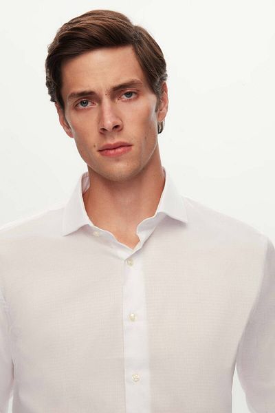 D'S Damat Πουκάμισο Ds Damat Slim Fit White Dobby