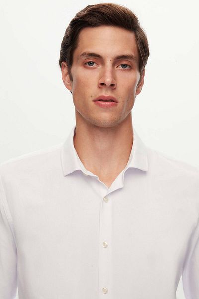 Twn Slim Fit White Dobby πουκάμισο