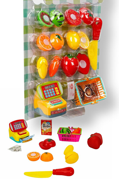 TOYFEST Çok Parçalı Mini Kasalı Sebze ve Meyveli Bıçaklı Mutfak Alışveriş Set...