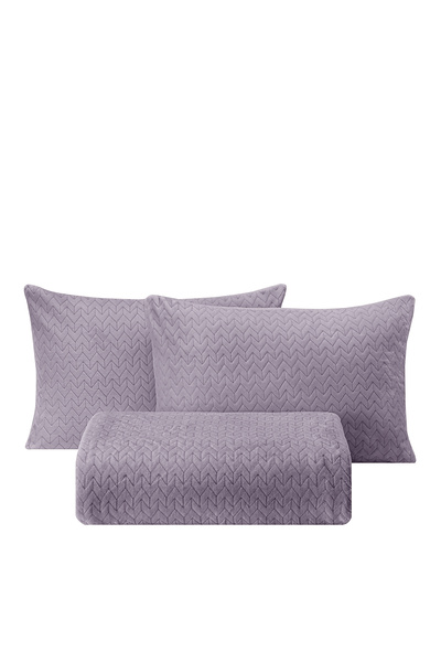 Puffy Lines Tek Kişilik Yatak Örtüsü Seti - Kül Moru