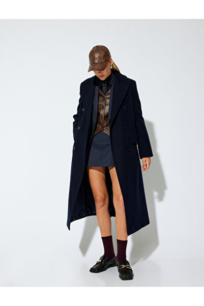 Koton Круазе з ґудзиками та кишенями, надзвичайно довгий кашеміровий пальто