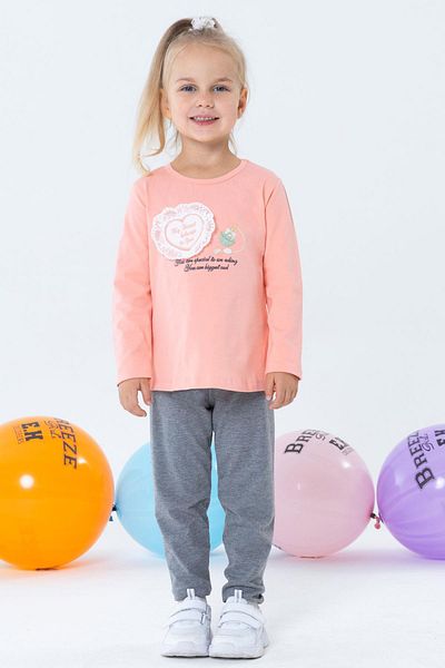 Breeze Girl's Tights Set Perfume Bottle Embroidery Printed Laced Heart 1.5-5 Years Old, Salmon