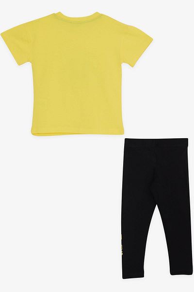 Macawi Number Printed Tights Set for 3-7 Years Old Girl - Yellow