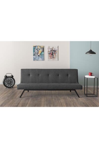 Pafu Zola Üçlü Yataklı Koltuk - Koyu Gri Keten