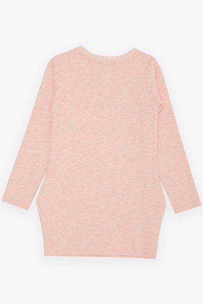 Breeze Girl's Tunic Happiness Themed Text Printed Age 8-12, Salmon Melange