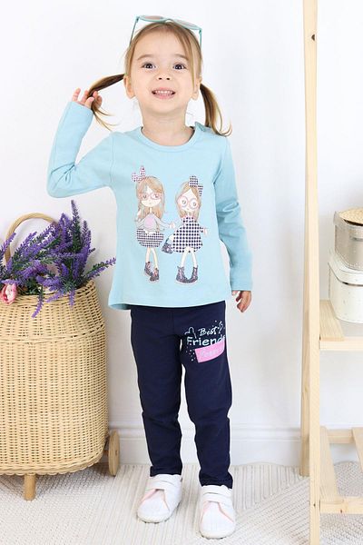 Breeze Girl's Toddler Set Friendship Themed Happy Girls Printed 2-6 Years, Water Green