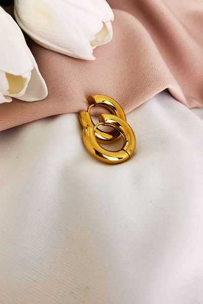Mrs Flower Gold Steel Hoop Earrings