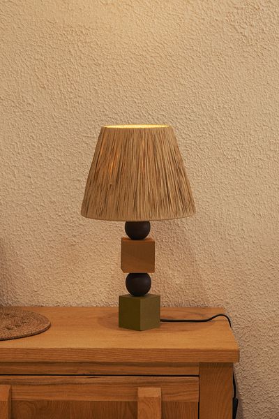 Koza Home Soleil Colorful Bohemian Lampshade - Wooden Body and Paper Head 9095