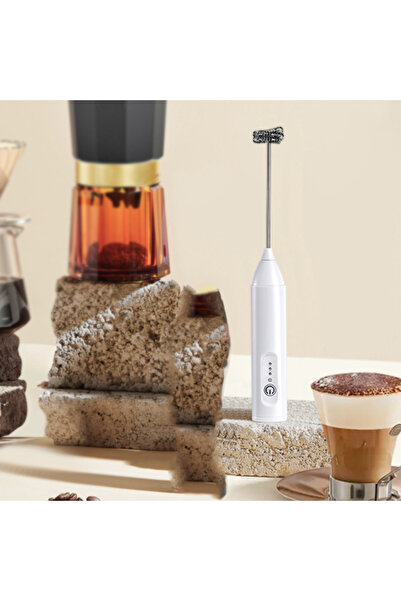 Choice خلاط خفق الحليب الصغير الأبيض القابل لإعادة الشحن عبر USB بثلاث سرعات ...