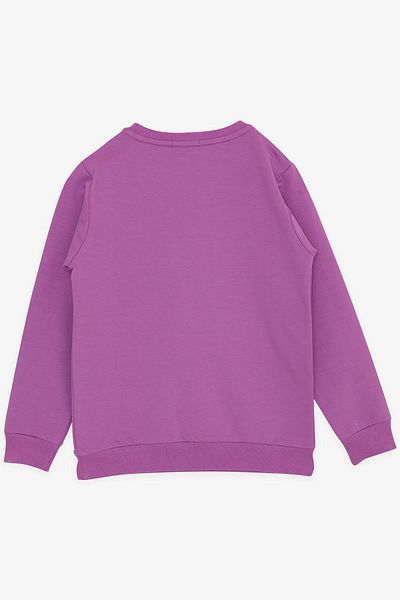 Breeze Суитшърт за момиче с пайети и текст, 8-14 години, лилав