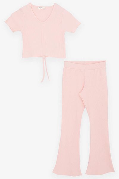 Breeze Girl's Spanish Leg Tights Crop Suit, Age 5-10, Salmon