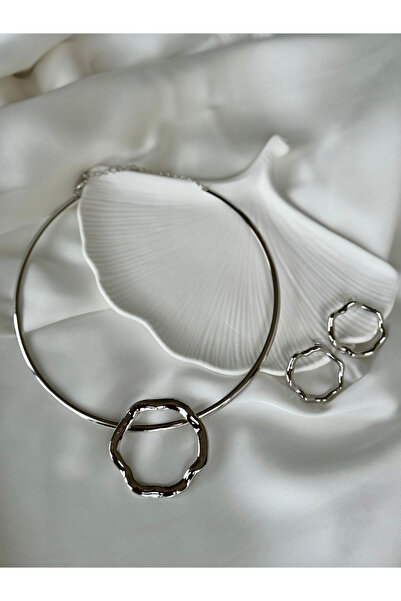 JEWELRY Çelik Tasma Kolye ve Küpe Seti