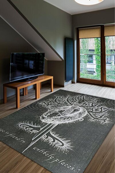 Homshtag Cesaret Siyah Gri Renkli Yüzüklerin Efendisi Halısı Odası Halısı Boh...