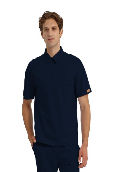 Brl Üniforma Single Top Raglan Sleeve Hidden Zipper Shirt Collar Doctor/Nurse Surgical Uniform Navy Blue |   Brlmedi̇men