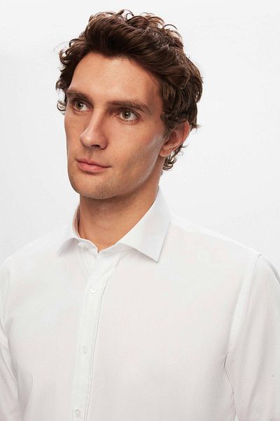 D'S Damat Ds Damat Slim Fit бяла обикновена нано риза