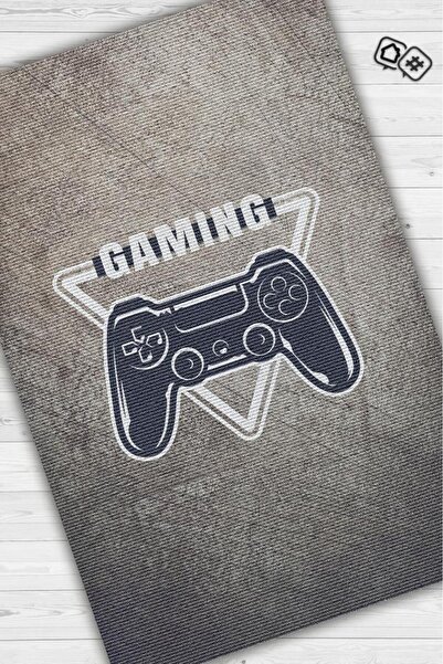 Homshtag Gaming Kahve Renkli Oyuncu Halısı Bej Renk Gamer Temalı Halı Oyuncuya Hediye Gölgeli Halı