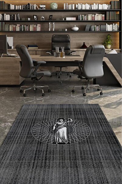 Homshtag Themis Siyah Renkli Avukat Halısı Dokuma Avukat Ofis Halısı Hediye Halı Adalet Temalı Halı