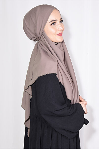 Ns nowascarf Medine İpeği Orta Boy Sufle Khimar Şal Açık Vizon