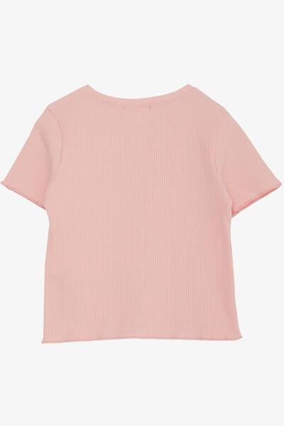 Breeze Κοριτσίστικο T-Shirt Κείμενο εμπριμέ με ραβδώσεις 8-14 ετών, σολομός