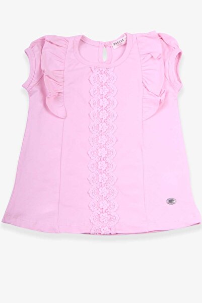 Breeze Girl's T-Shirt with Ruffles and Lacing, 3-8 Years, Powder