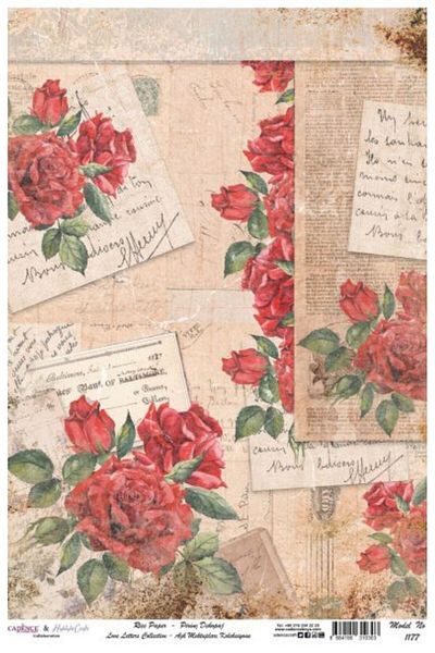 Cadence Brass Decopage Paper - Love Letters Series No1177