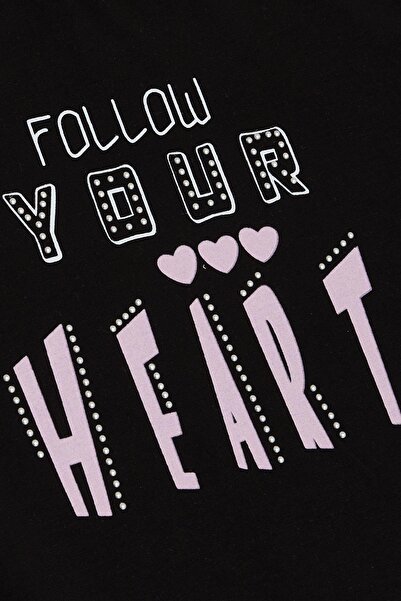 Breeze Κοριτσίστικο T-Shirt Stoned Text & Heart Printed 8-14 ετών, Μαύρο