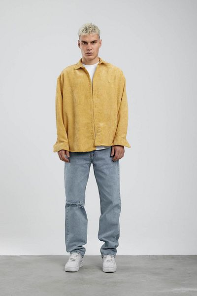 NOMARC Μουσταρδί Oversize Corduroy πουκάμισο