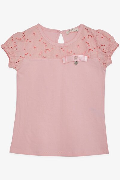Breeze Κοριτσίστικο ροζ δαντελωτό μπλουζάκι 5-10 ετών με αξεσουάρ