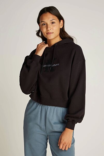 Calvin Klein CHENILLE MONOLOGO HOODIE Dámská ČERNÁ mikina J20J224170-BEH