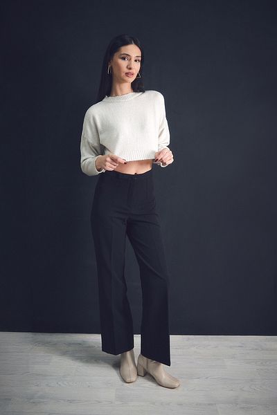 Fulla Moda Πλεκτό πουλόβερ Basic Crew Neck Crop