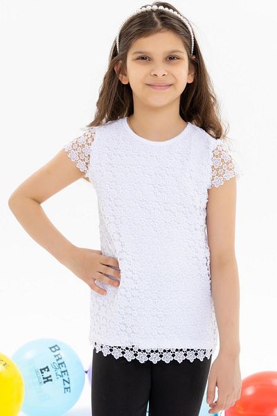 Breeze T-Shirt για κορίτσια Κεντητό λουλούδι 8-14 ετών, εκρού